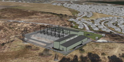 Illustrasjon som viser nytt bygg på Ullandhaug transformatorstasjon 